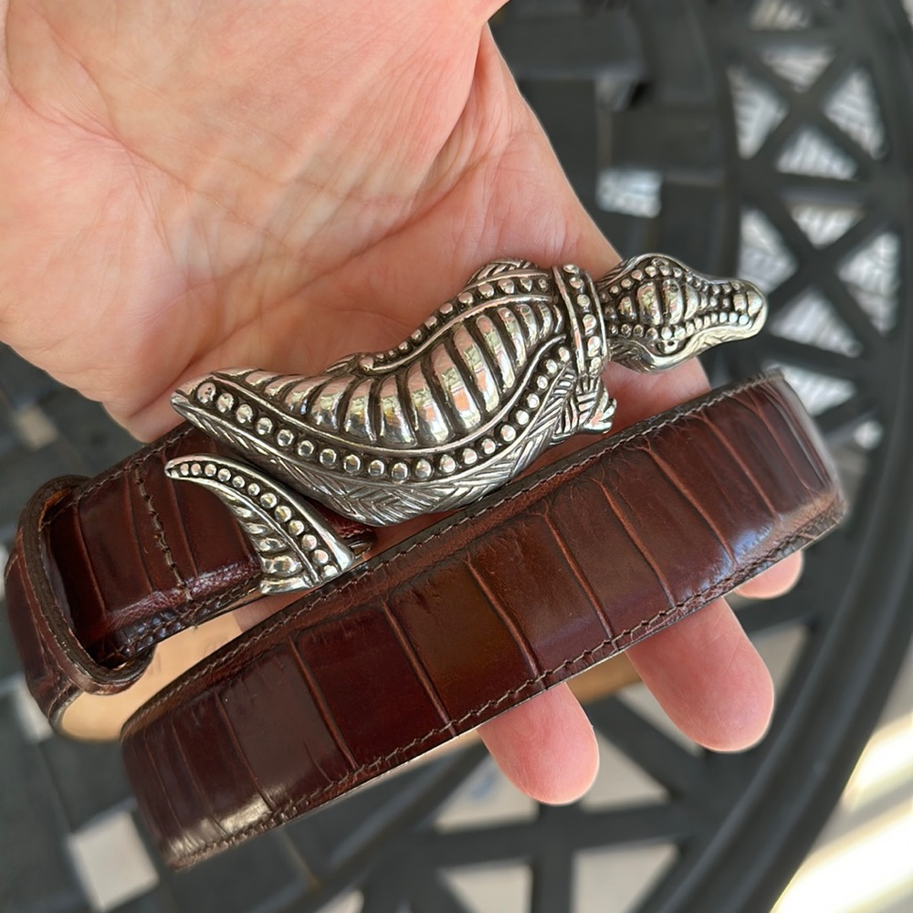 Brighton Alligator clasp belt - leather w/crocodile stamp never worn sz Large
